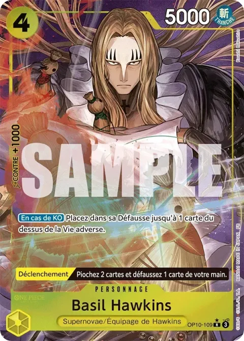 Carte One Piece Basil Hawkins OP10-109 · parallèle, extension One Piece Card the Best VOL.2