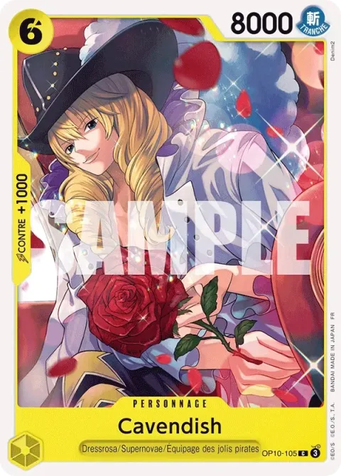 Carte One Piece Cavendish OP10-105, extension One Piece Card the Best VOL.2