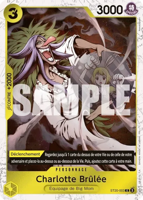 Carte One Piece Charlotte Brûlée ST20-003 · parallèle, extension One Piece Card the Best VOL.2