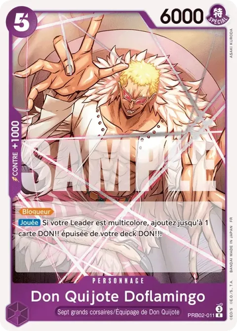 Carte One Piece Don Quijote Doflamingo PRB02-011, extension One Piece Card the Best VOL.2
