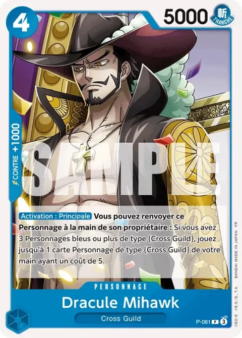 Carte One Piece Dracule Mihawk P-081, extension One Piece Card the Best VOL.2
