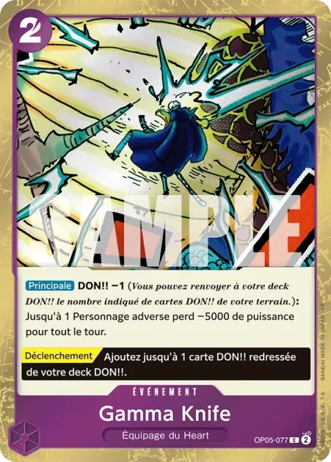 Carte One Piece Gamma Knife OP05-077 · parallèle, extension One Piece Card the Best VOL.2