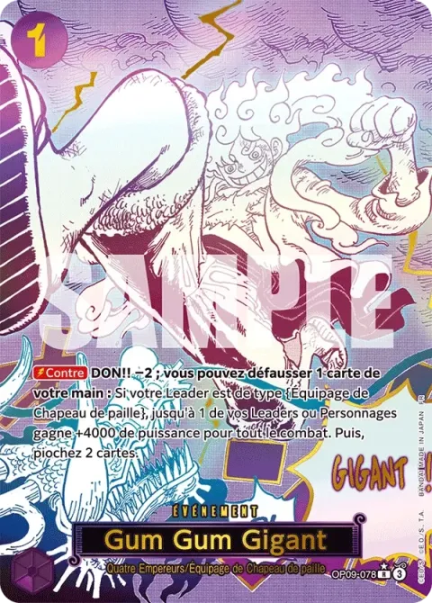 Carte One Piece Gum Gum Gigant OP09-078 · parallèle 2, extension One Piece Card the Best VOL.2