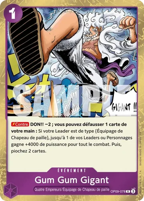 Carte One Piece Gum Gum Gigant OP09-078, extension One Piece Card the Best VOL.2