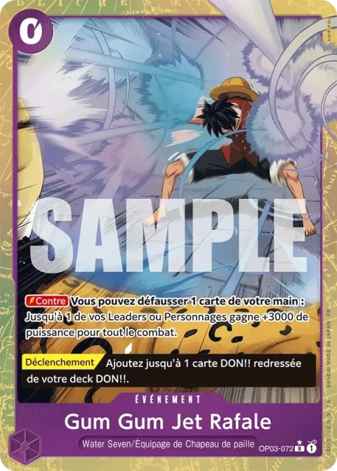 Carte One Piece Gum Gum Jet Rafale OP03-072 · parallèle, extension One Piece Card the Best VOL.2