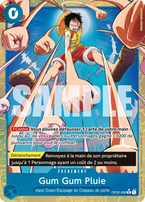 Carte One Piece Gum Gum Pluie OP02-068 · parallèle, extension One Piece Card the Best VOL.2