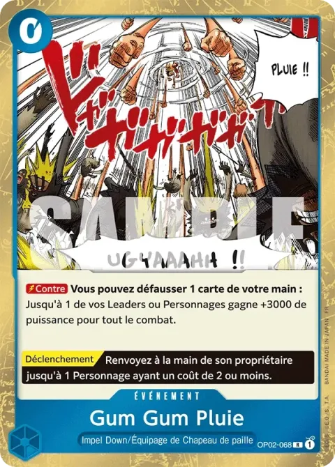 Carte One Piece Gum Gum Pluie OP02-068, extension One Piece Card the Best VOL.2