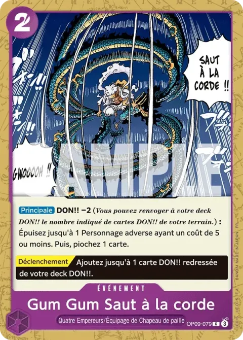 Carte One Piece Gum Gum Saut à la corde OP09-079, extension One Piece Card the Best VOL.2