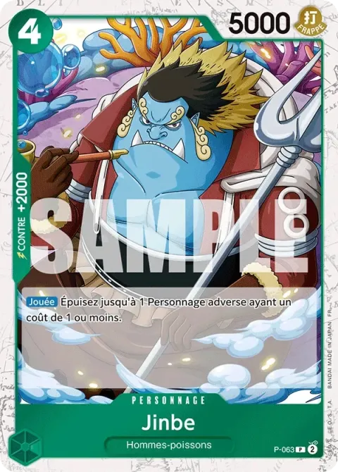 Carte One Piece Jinbe P-063 · parallèle, extension One Piece Card the Best VOL.2