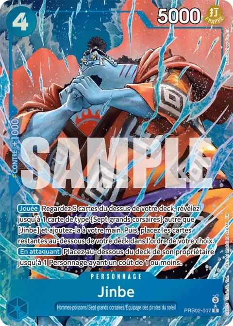 Carte One Piece Jinbe PRB02-007 · parallèle, extension One Piece Card the Best VOL.2