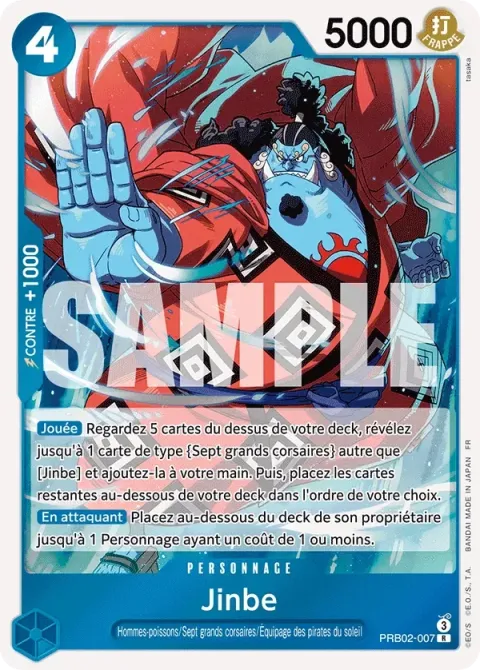Carte One Piece Jinbe PRB02-007, extension One Piece Card the Best VOL.2