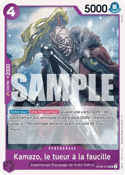 Carte One Piece Kamazo, le tueur à la faucille OP06-076, extension One Piece Card the Best VOL.2