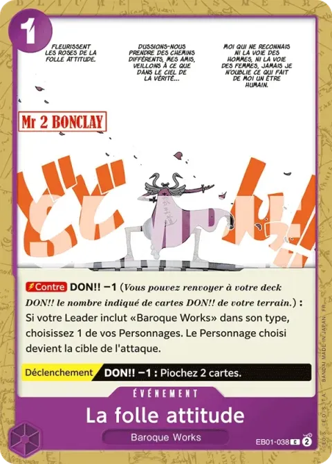 Carte One Piece La folle attitude EB01-038, extension One Piece Card the Best VOL.2