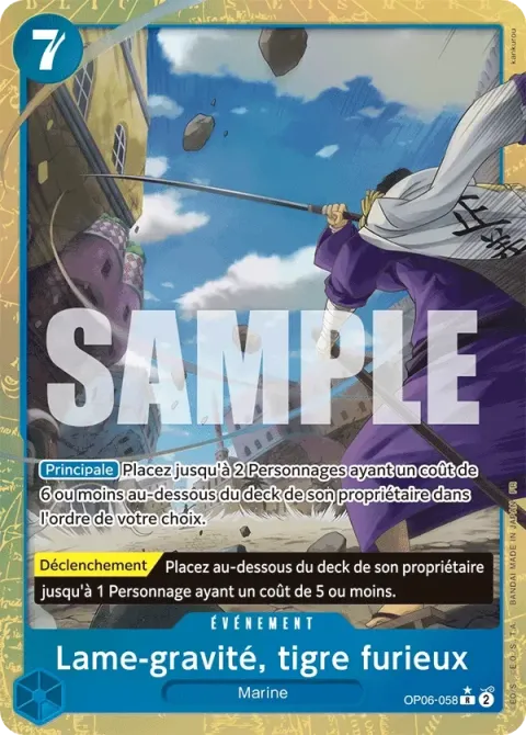 Carte One Piece Lame-gravité, tigre furieux OP06-058 · parallèle, extension One Piece Card the Best VOL.2