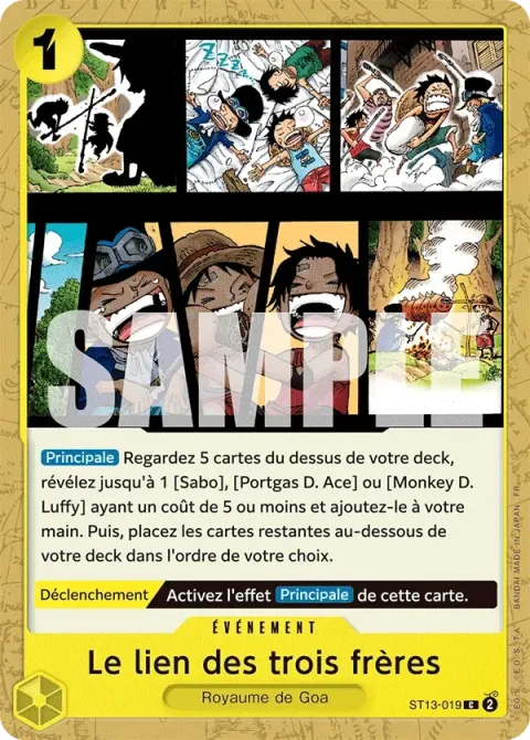 Carte One Piece Le lien des trois frères ST13-019, extension One Piece Card the Best VOL.2
