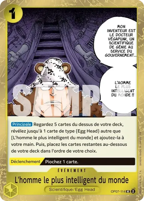 Carte One Piece L’homme le plus intelligent du monde OP07-114 · parallèle, extension One Piece Card the Best VOL.2