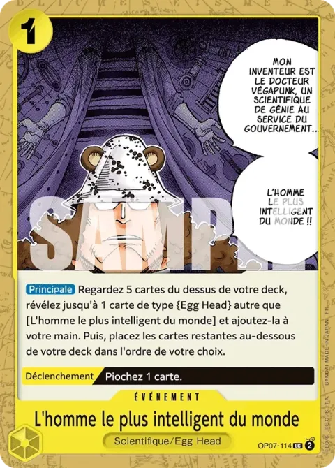 Carte One Piece L’homme le plus intelligent du monde OP07-114, extension One Piece Card the Best VOL.2