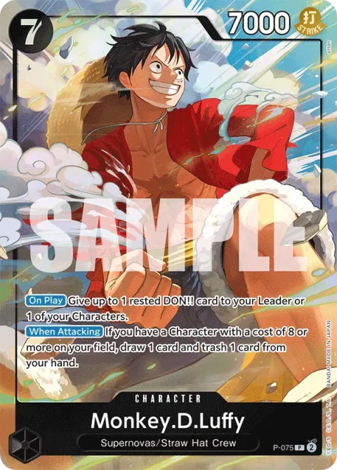 Carte One Piece Monkey.D.Luffy P-075 · parallèle, extension One Piece Card the Best VOL.2