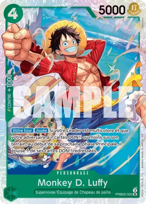 Carte One Piece Monkey D. Luffy PRB02-005, extension One Piece Card the Best VOL.2