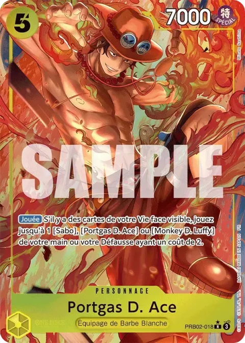 Carte One Piece Portgas D. Ace PRB02-018 · parallèle, extension One Piece Card the Best VOL.2