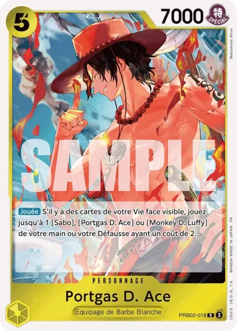 Carte One Piece Portgas D. Ace PRB02-018, extension One Piece Card the Best VOL.2