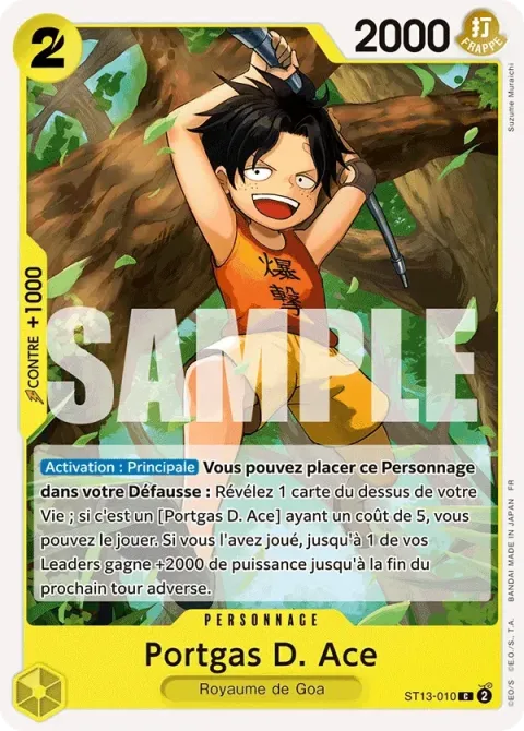 Carte One Piece Portgas D. Ace ST13-010, extension One Piece Card the Best VOL.2