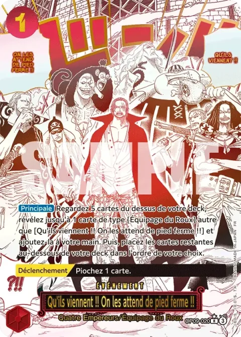 Carte One Piece Qu’ils viennent !! On les attend de pied ferme !! OP09-020 · parallèle 2, extension One Piece Card the Best VOL.2