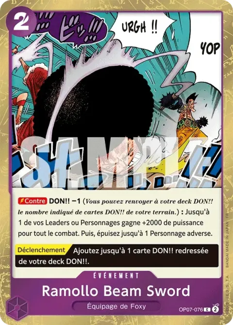 Carte One Piece Ramollo Beam Sword OP07-076 · parallèle, extension One Piece Card the Best VOL.2