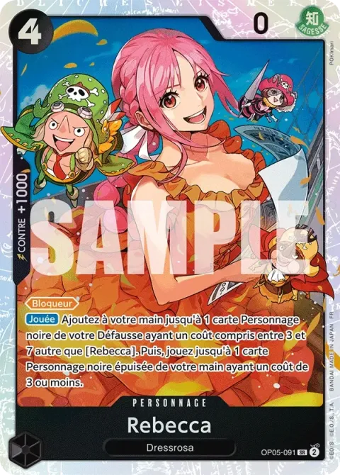 Carte One Piece Rebecca OP05-091, extension One Piece Card the Best VOL.2
