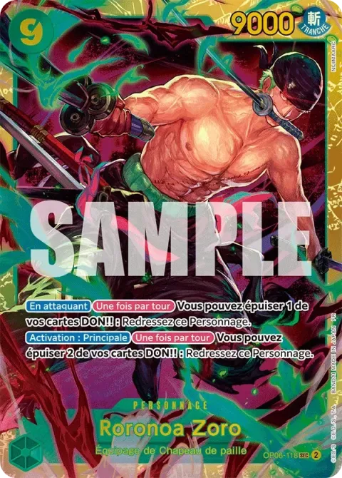 Carte One Piece Roronoa Zoro OP06-118, extension One Piece Card the Best VOL.2