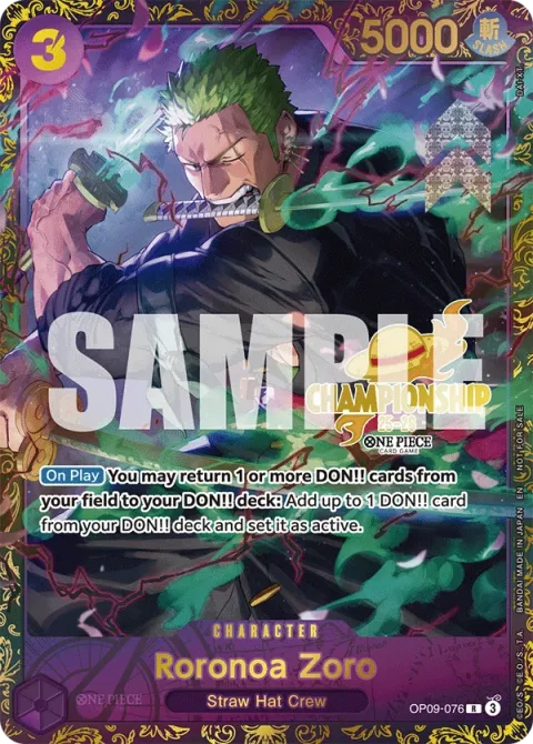 Carte One Piece Roronoa Zoro OP09-076 · parallèle, extension One Piece Card the Best VOL.2