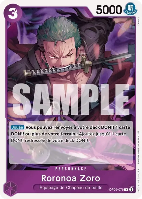 Carte One Piece Roronoa Zoro OP09-076, extension One Piece Card the Best VOL.2