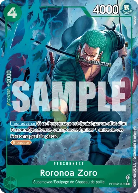 Carte One Piece Roronoa Zoro PRB02-006 · parallèle, extension One Piece Card the Best VOL.2
