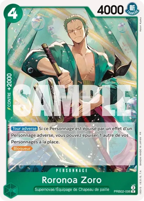 Carte One Piece Roronoa Zoro PRB02-006, extension One Piece Card the Best VOL.2