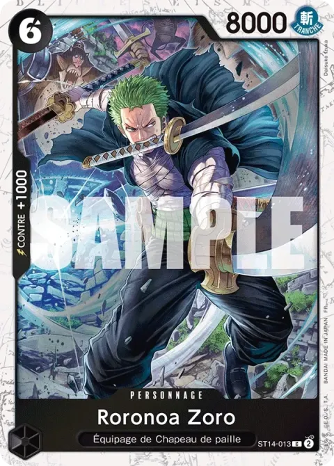 Carte One Piece Roronoa Zoro ST14-013 · parallèle, extension One Piece Card the Best VOL.2