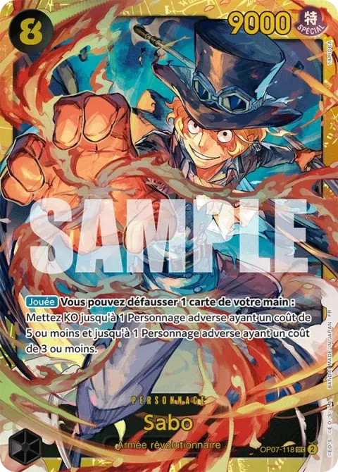 Carte One Piece Sabo OP07-118, extension One Piece Card the Best VOL.2