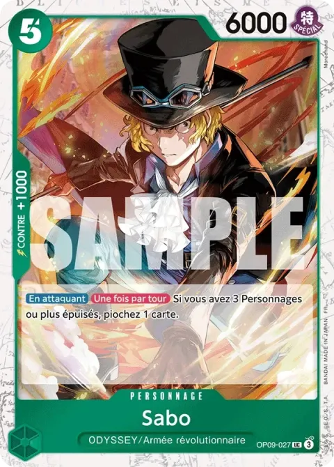 Carte One Piece Sabo OP09-027 · parallèle, extension One Piece Card the Best VOL.2