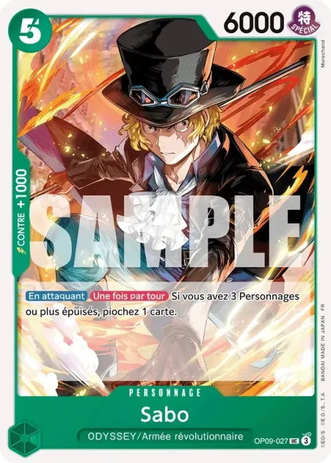 Carte One Piece Sabo OP09-027, extension One Piece Card the Best VOL.2