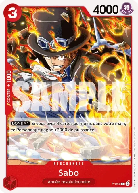 Carte One Piece Sabo P-044, extension One Piece Card the Best VOL.2