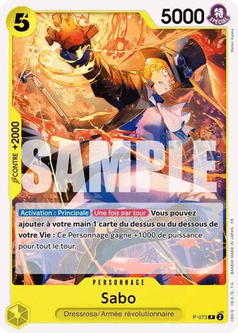 Carte One Piece Sabo P-073, extension One Piece Card the Best VOL.2