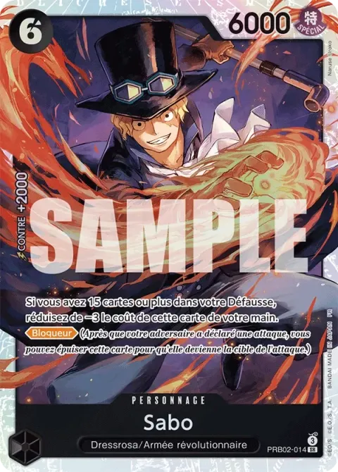 Carte One Piece Sabo PRB02-014, extension One Piece Card the Best VOL.2