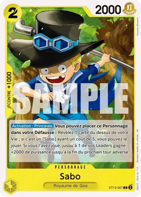 Carte One Piece Sabo ST13-007, extension One Piece Card the Best VOL.2