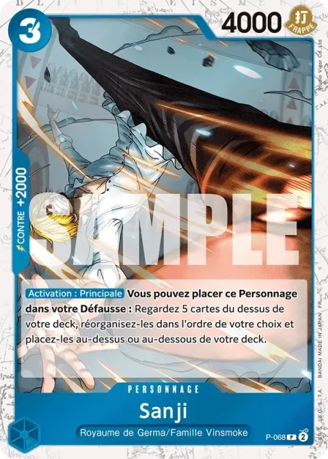 Carte One Piece Sanji P-068 · parallèle, extension One Piece Card the Best VOL.2