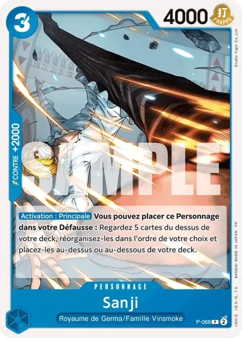 Carte One Piece Sanji P-068, extension One Piece Card the Best VOL.2