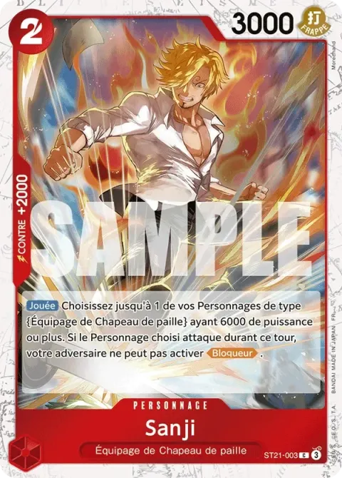 Carte One Piece Sanji ST21-003 · parallèle 2, extension One Piece Card the Best VOL.2