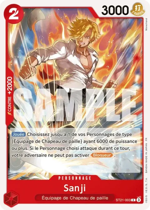 Carte One Piece Sanji ST21-003, extension One Piece Card the Best VOL.2