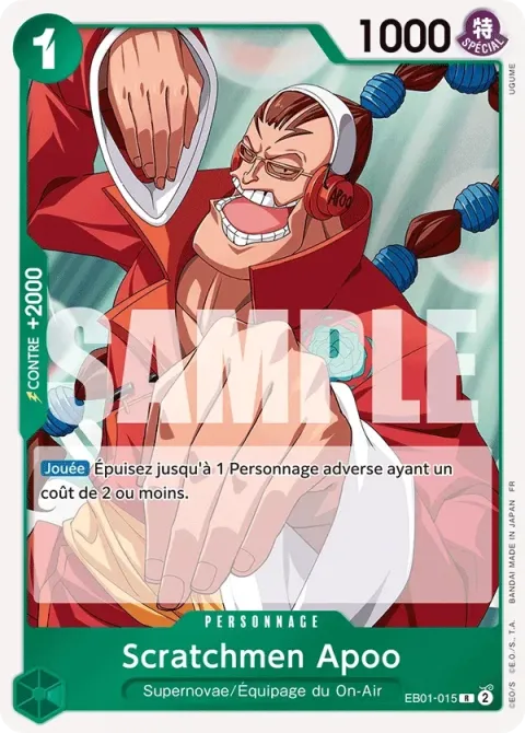 Carte One Piece Scratchmen Apoo EB01-015, extension One Piece Card the Best VOL.2