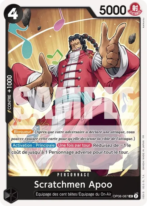 Carte One Piece Scratchmen Apoo OP08-087, extension One Piece Card the Best VOL.2