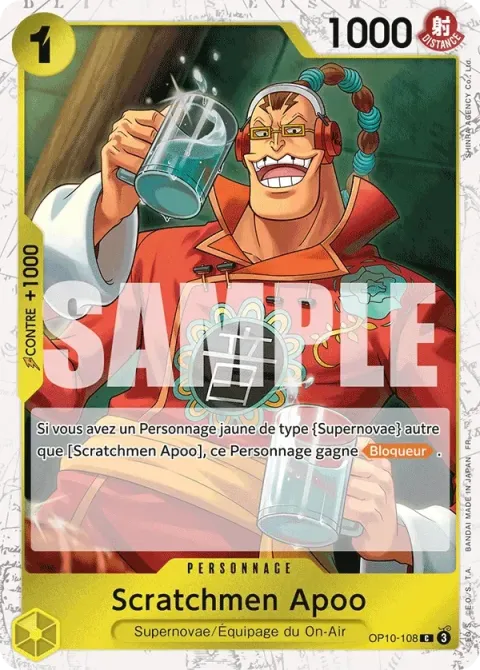 Carte One Piece Scratchmen Apoo OP10-108 · parallèle, extension One Piece Card the Best VOL.2