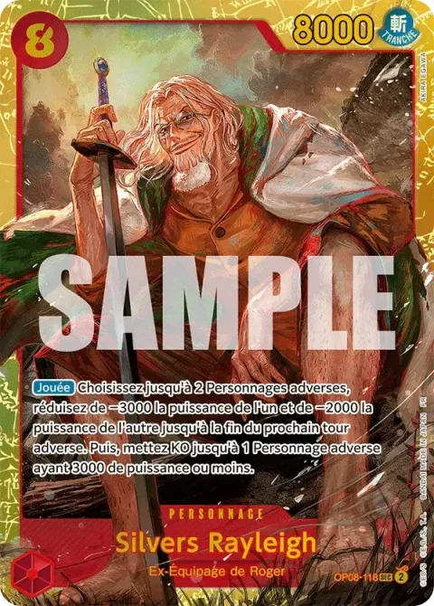 Carte One Piece Silvers Rayleigh OP08-118, extension One Piece Card the Best VOL.2